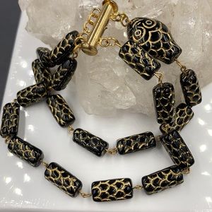 Vintage Snake Czech Glass Bead Bracelet